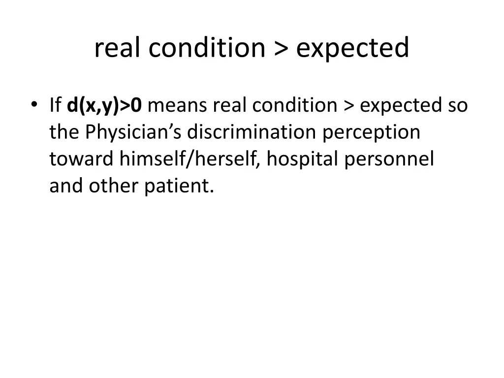 real condition expected