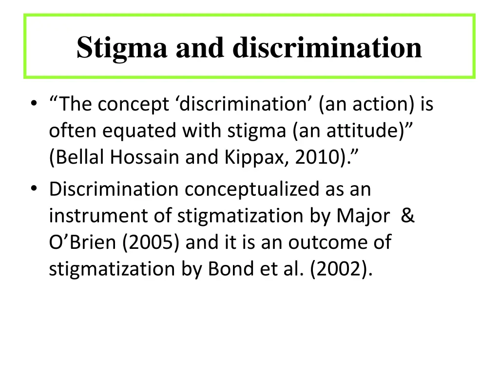 stigma and discrimination