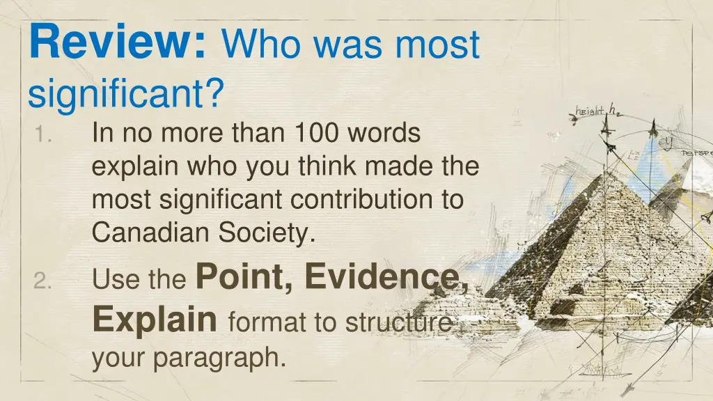 review who was most significant 1 in no more than