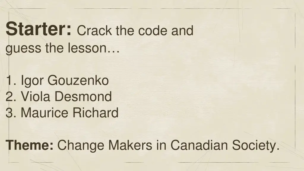 starter crack the code and guess the lesson 1