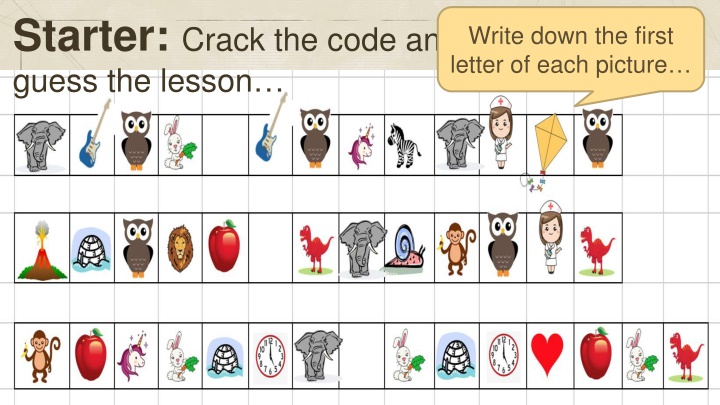 starter crack the code and guess the lesson