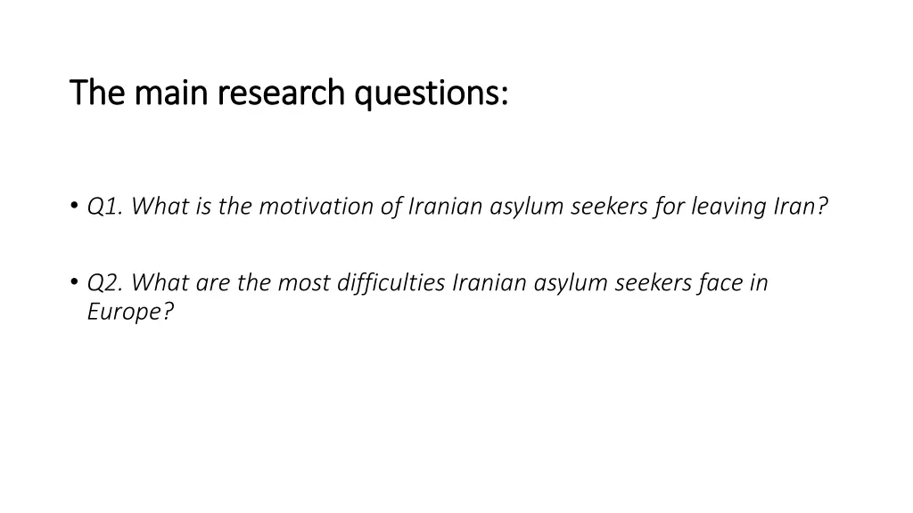 the main research questions the main research