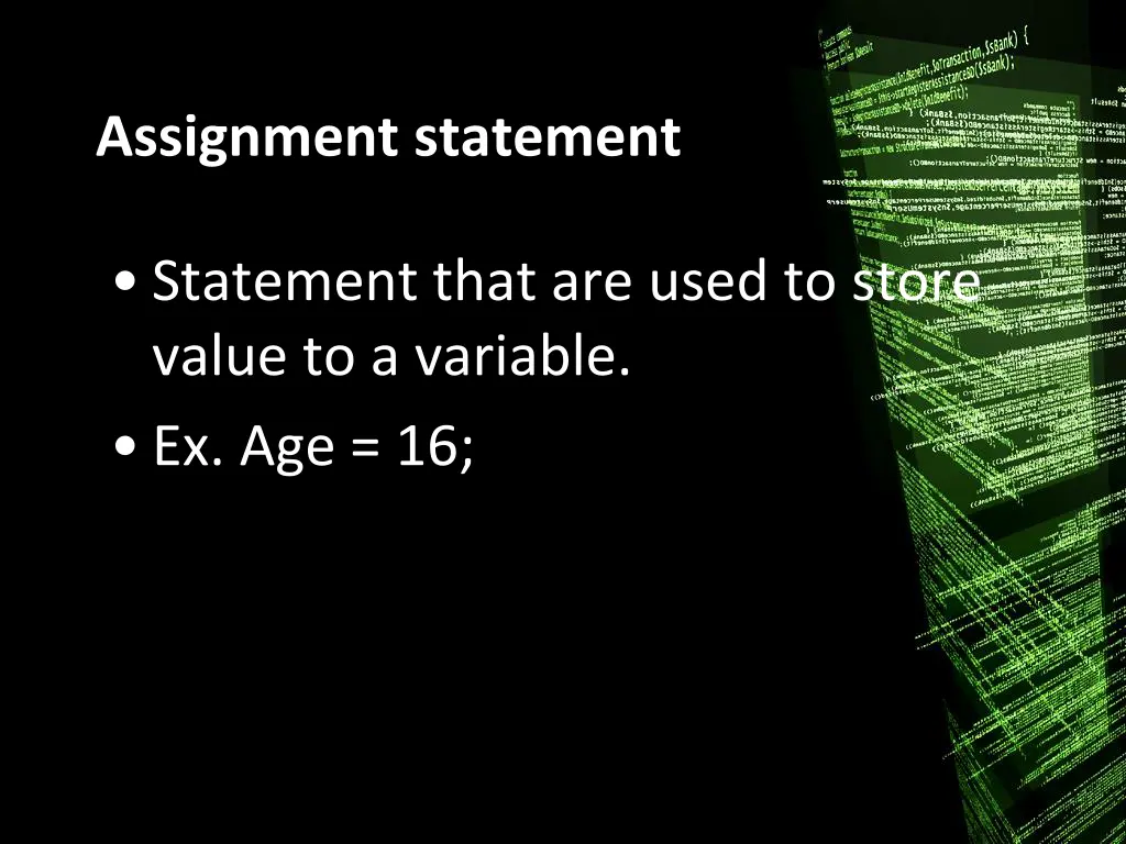 assignment statement