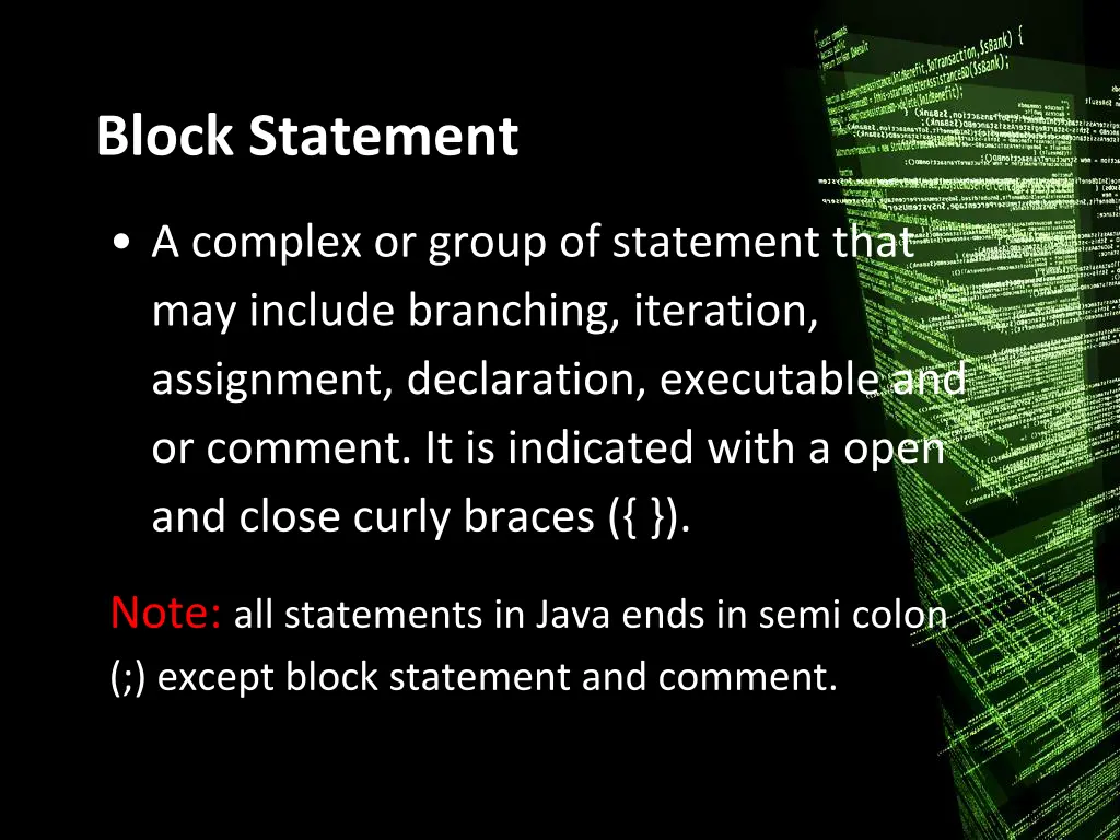 block statement