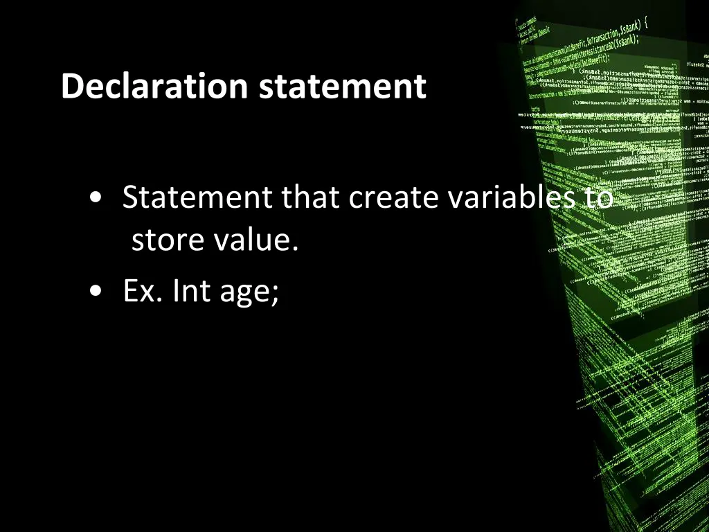 declaration statement