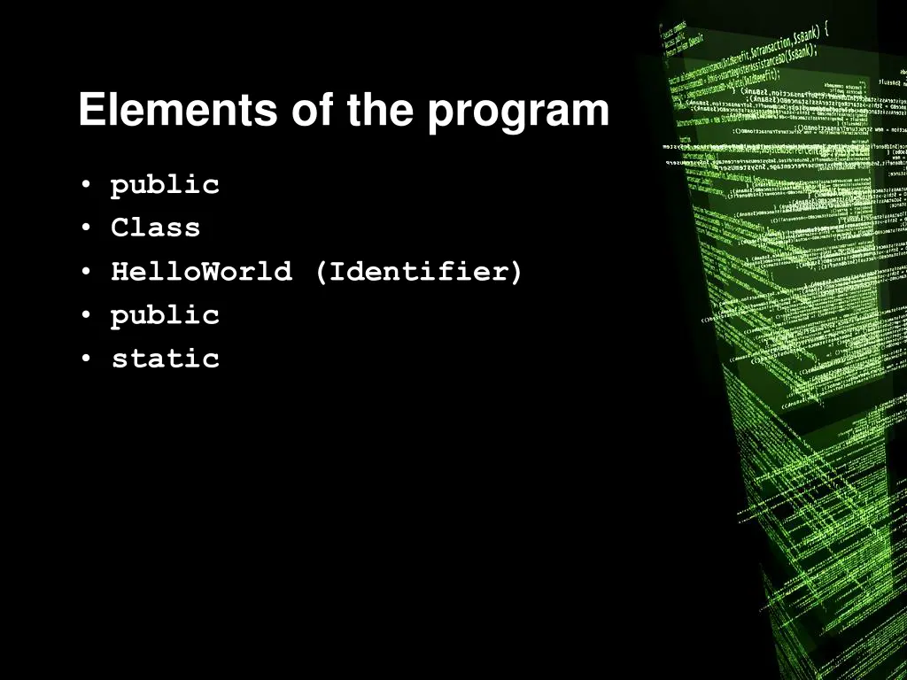elements of the program