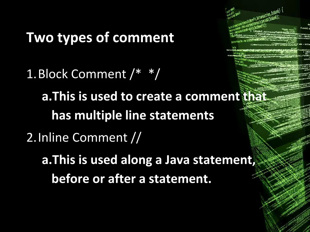 two types of comment
