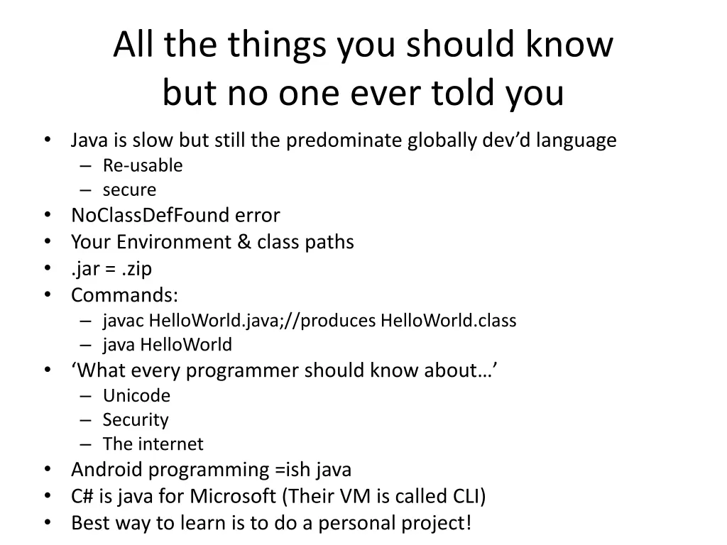all the things you should know but no one ever