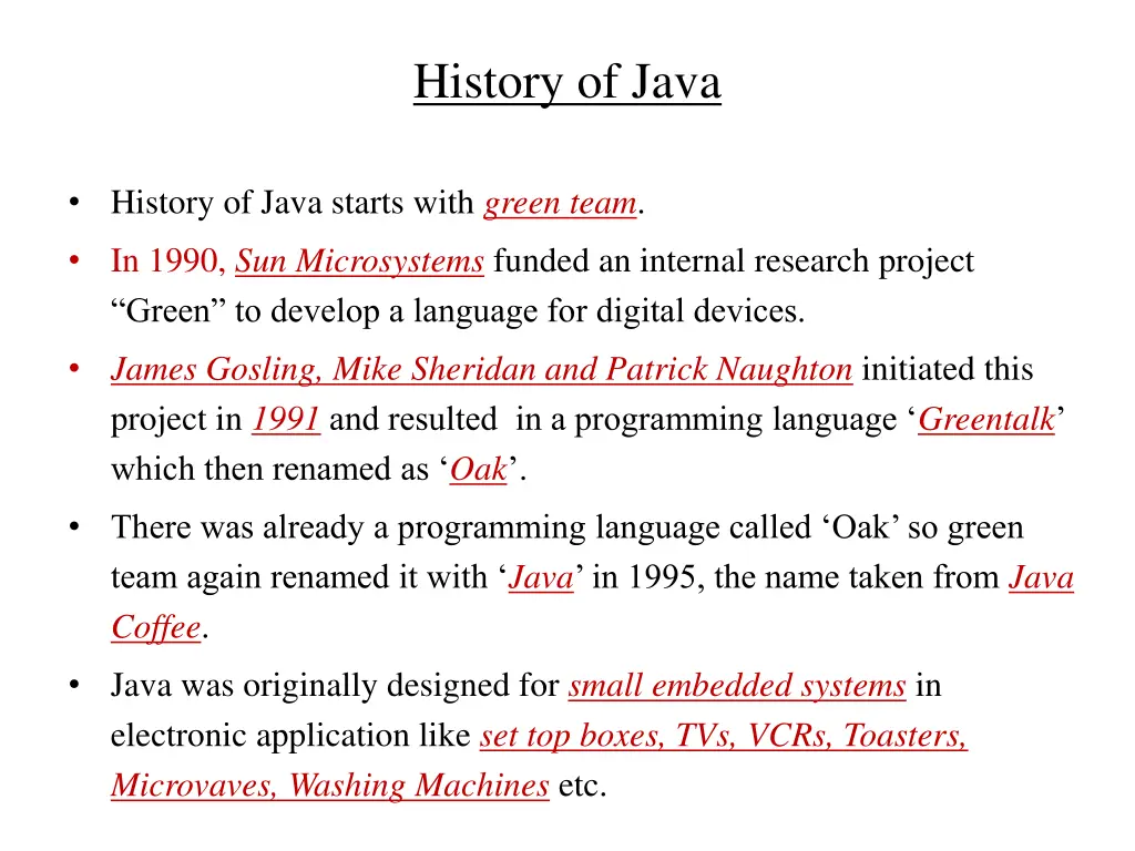 history of java