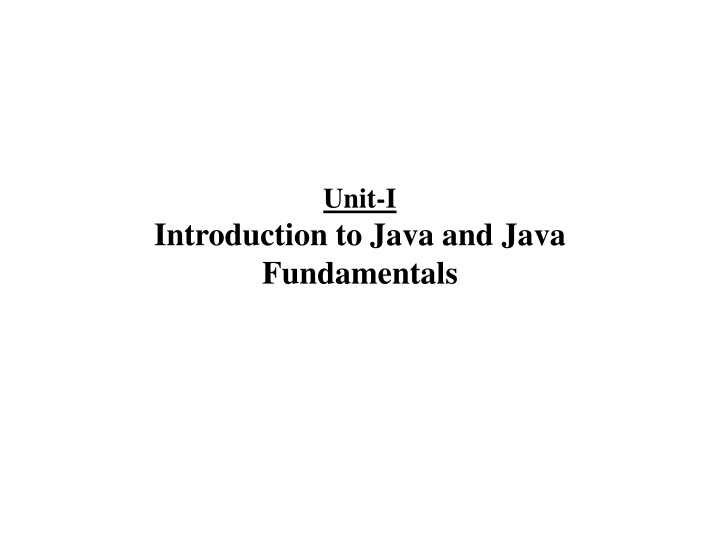 unit i