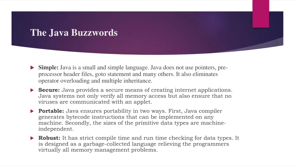 the java buzzwords