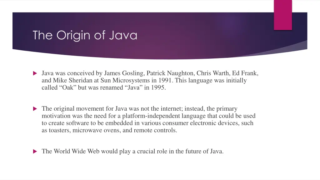 the origin of java