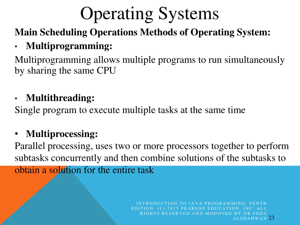 operating systems main scheduling operations
