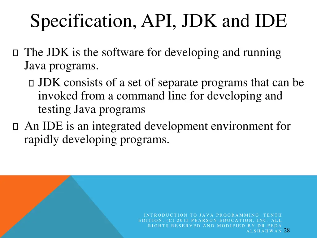 specification api jdk and ide