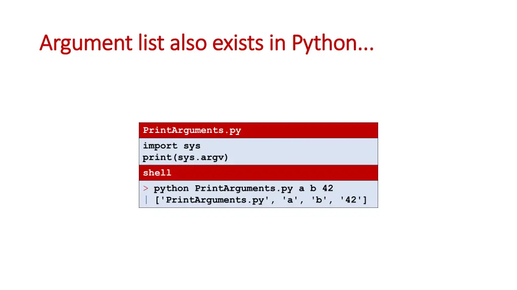 argument list also exists in python argument list