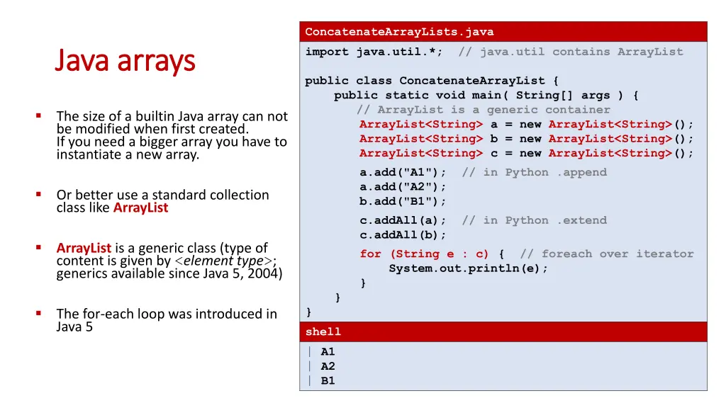 concatenatearraylists java