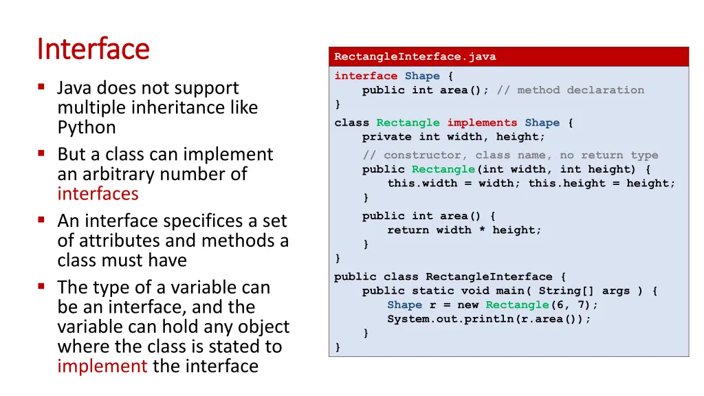 interface interface java does not support