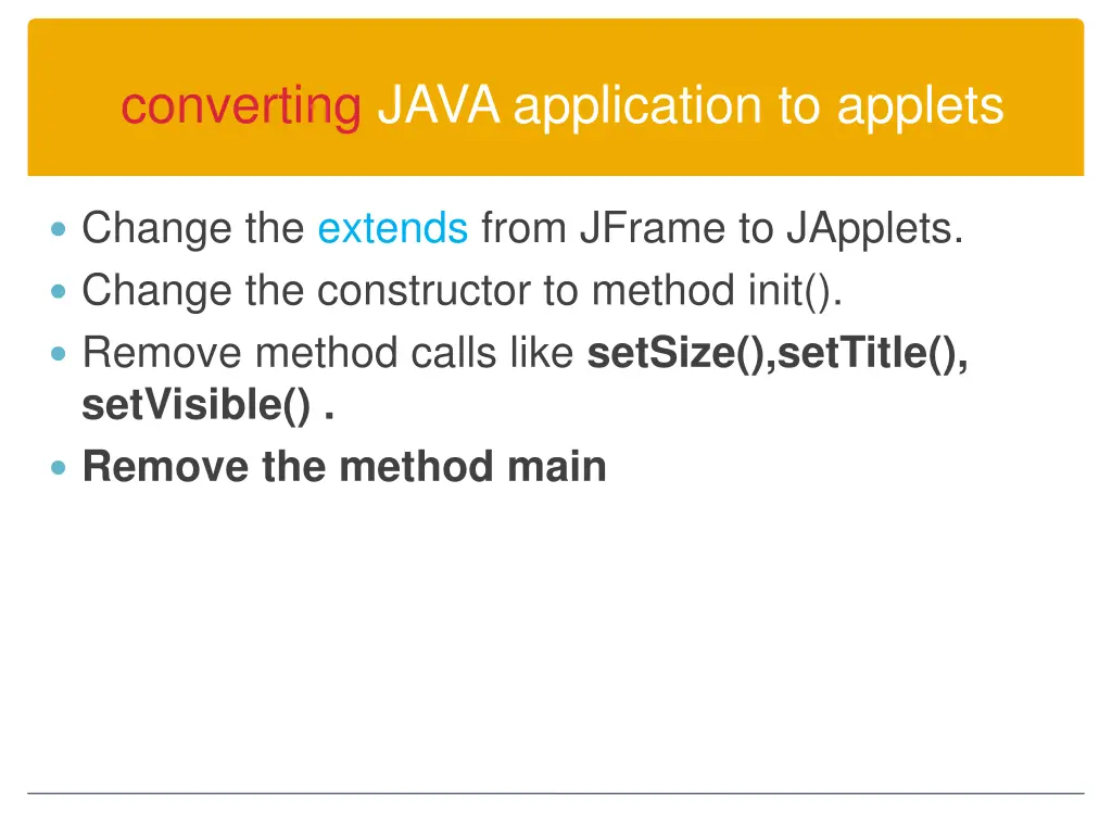 converting java application to applets