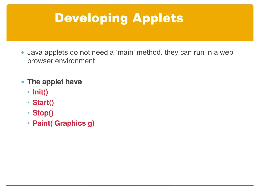 developing applets