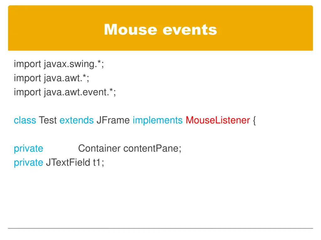 mouse events