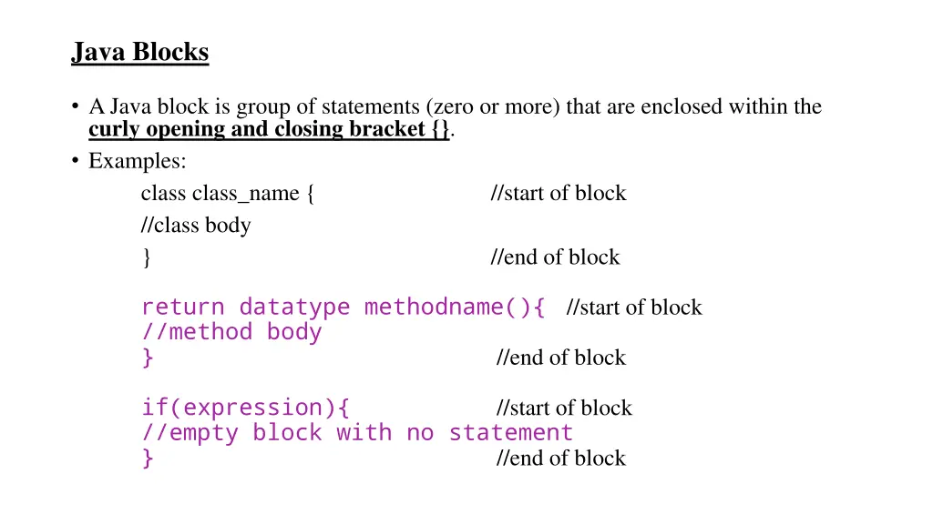 java blocks