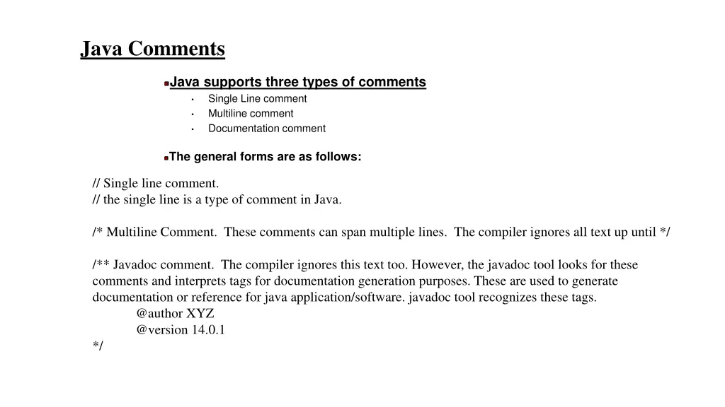 java comments