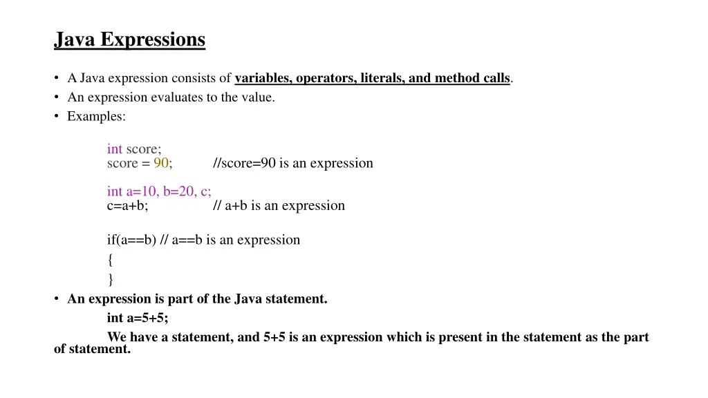 java expressions