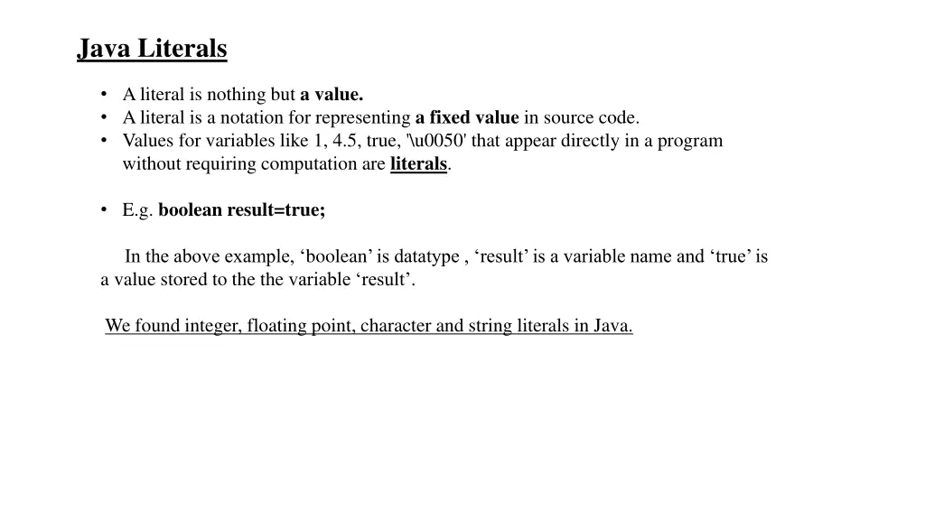 java literals