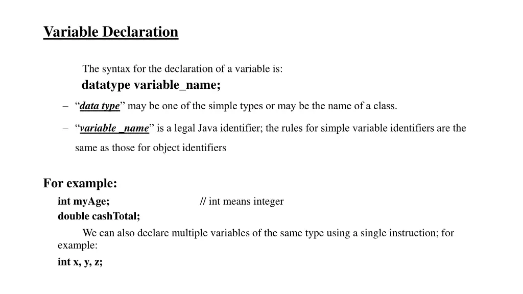 variable declaration