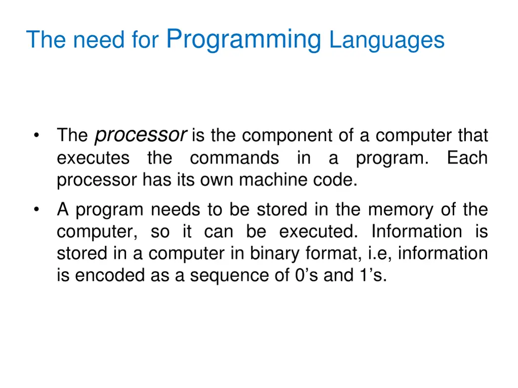 the need for programming languages 1
