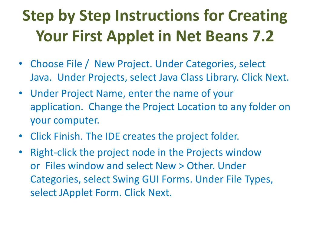 step by step instructions for creating your first