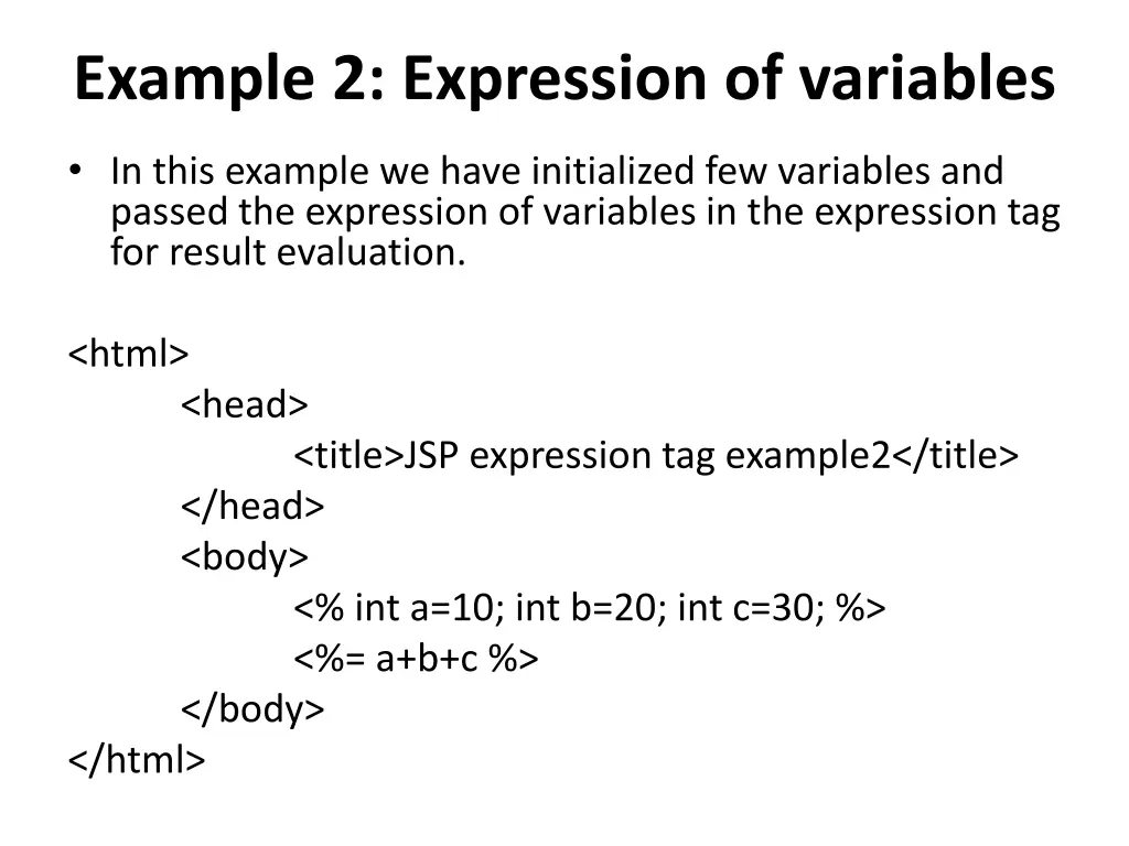 example 2 expression of variables