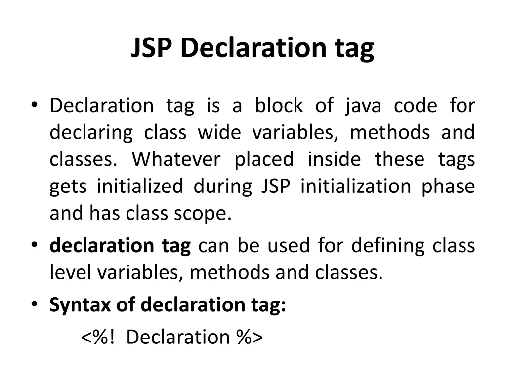 jsp declaration tag