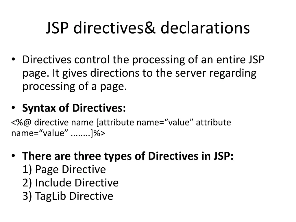 jsp directives declarations