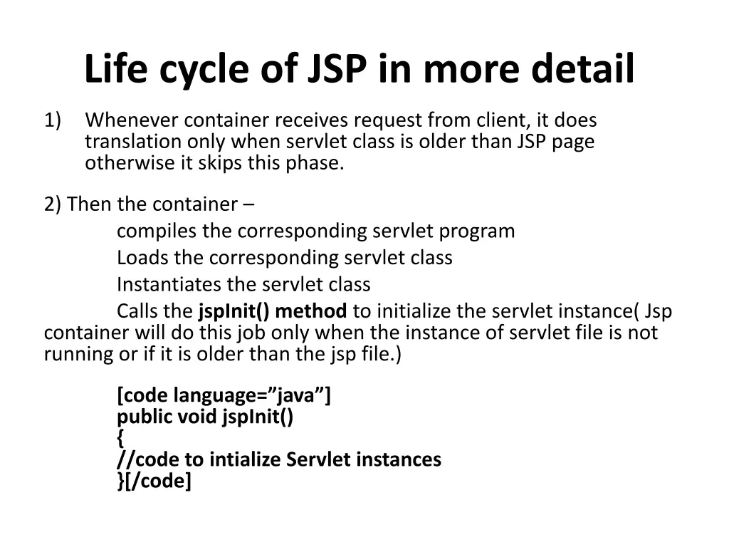 life cycle of jsp in more detail