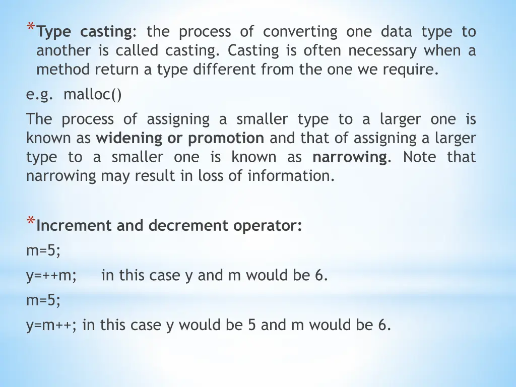 type casting the process of converting one data
