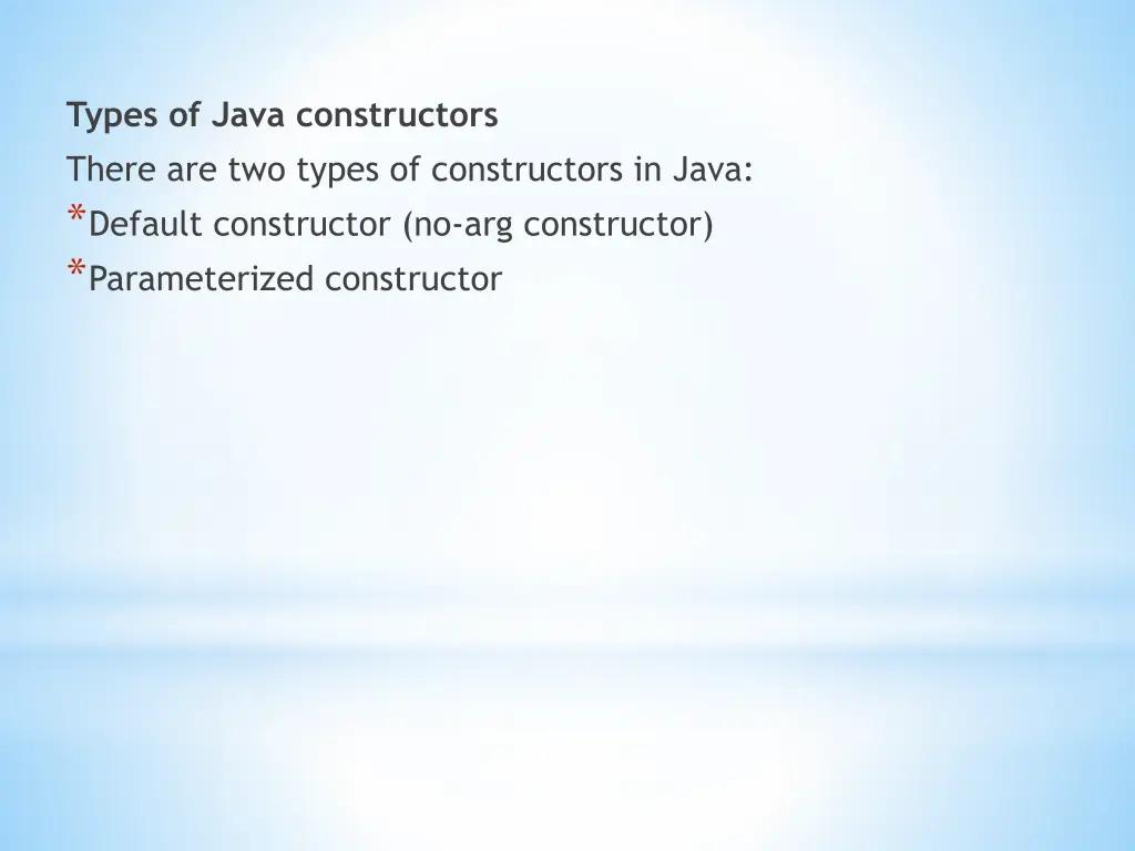 types of java constructors there are two types