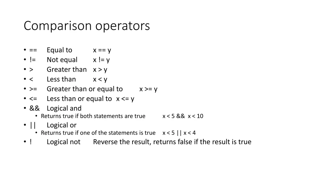 comparison operators