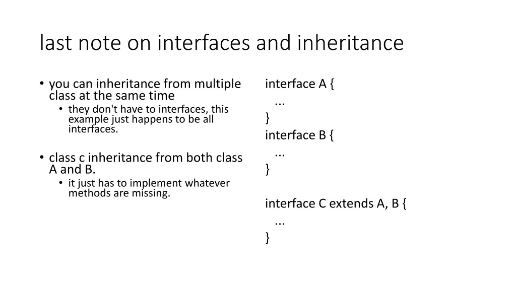 last note on interfaces and inheritance