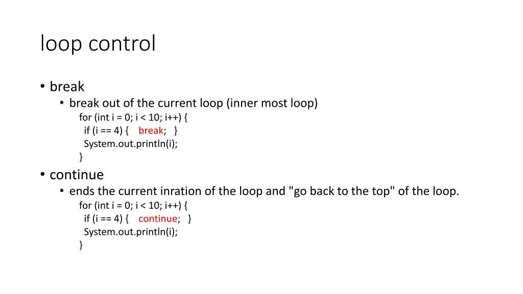 loop control
