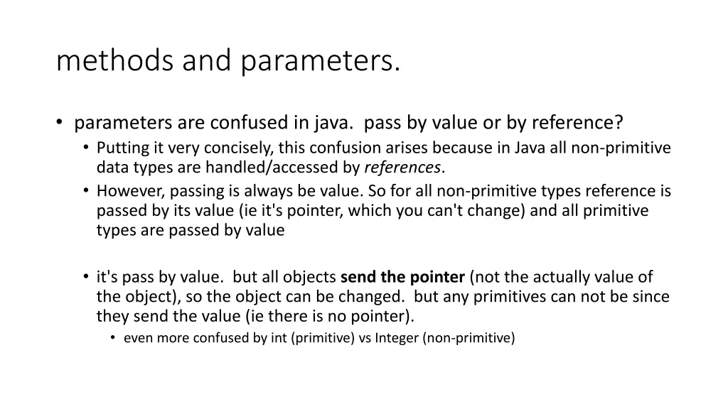 methods and parameters