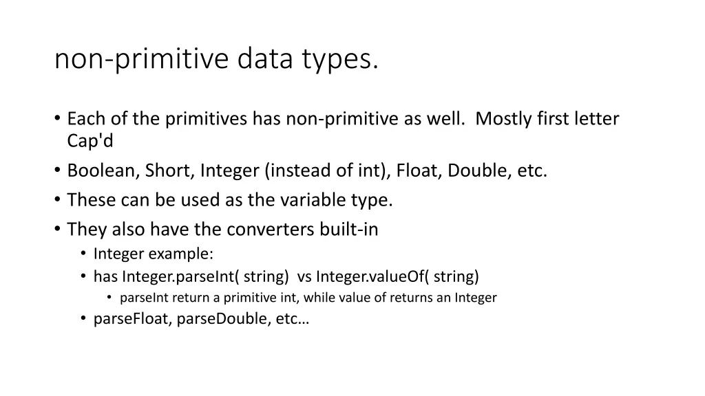 non primitive data types