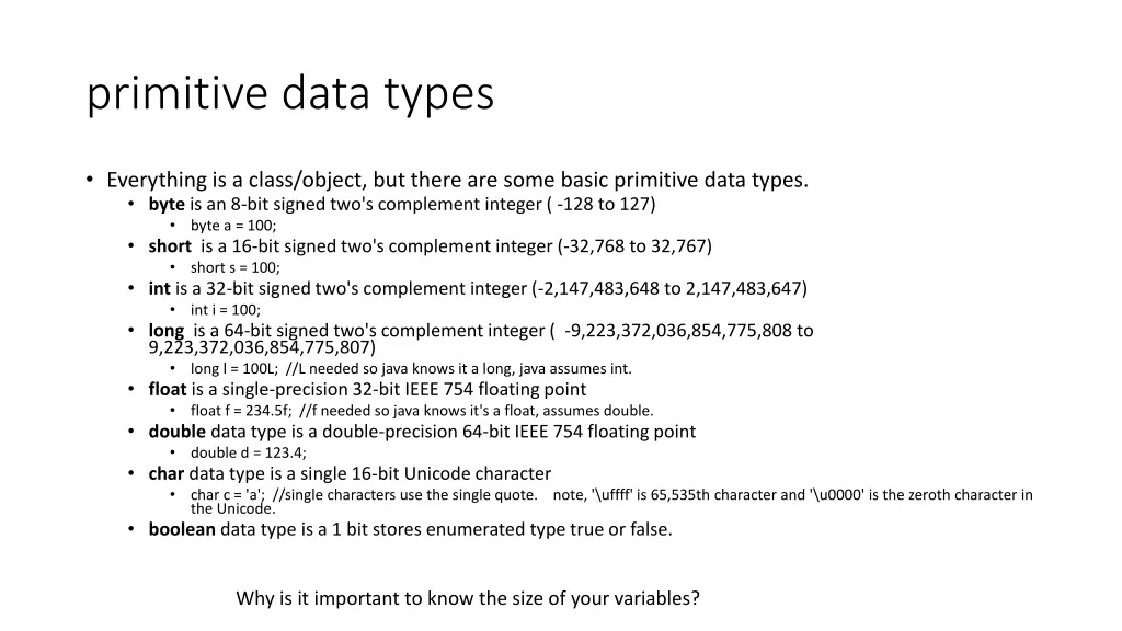 primitive data types