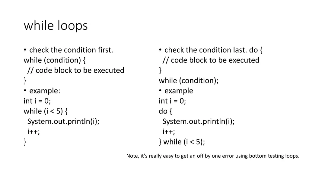 while loops