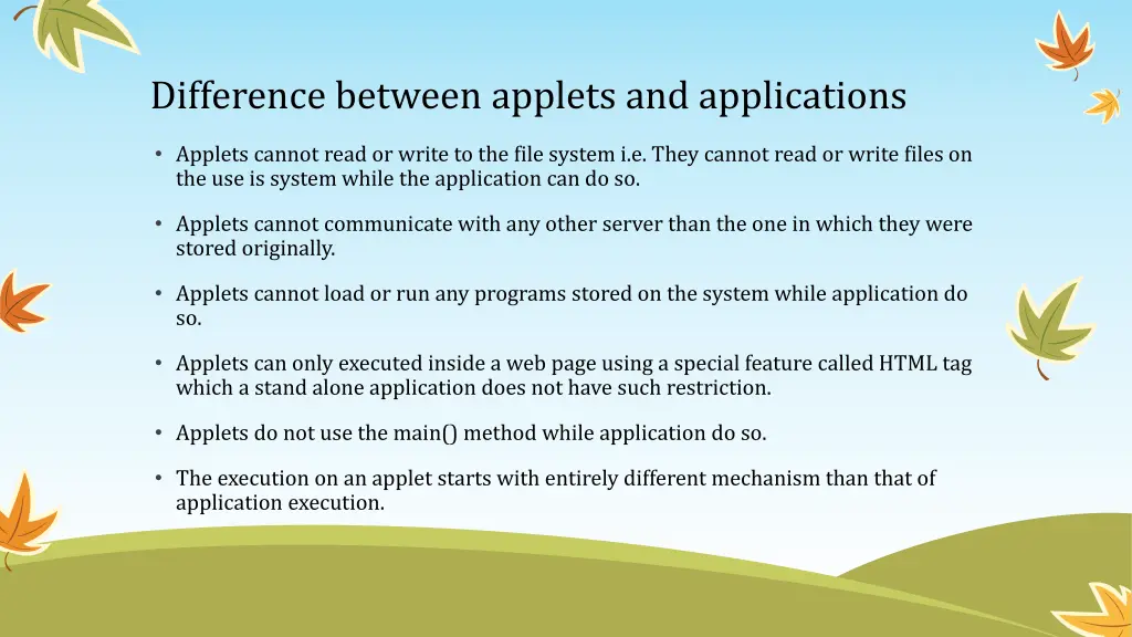 difference between applets and applications