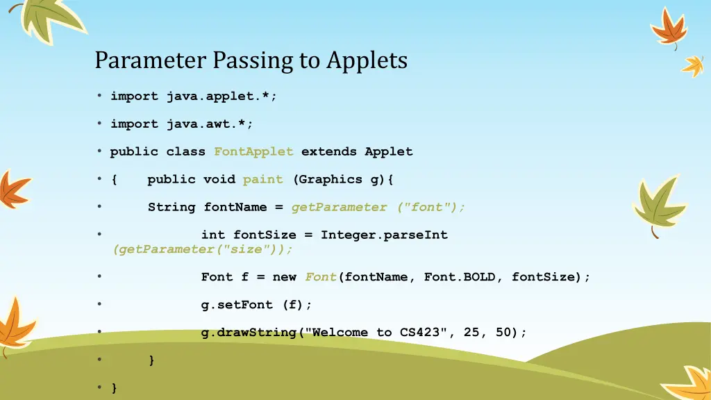 parameter passing to applets