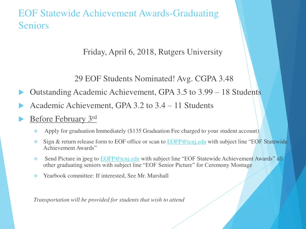 eof statewide achievement awards graduating