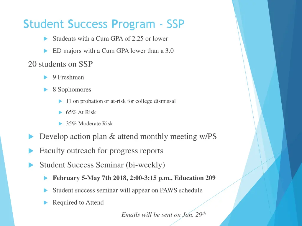 s tudent s uccess p rogram ssp