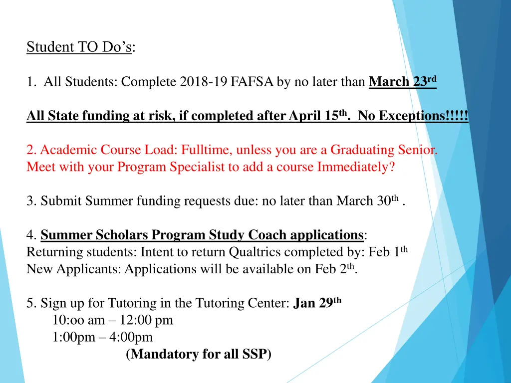 student to do s