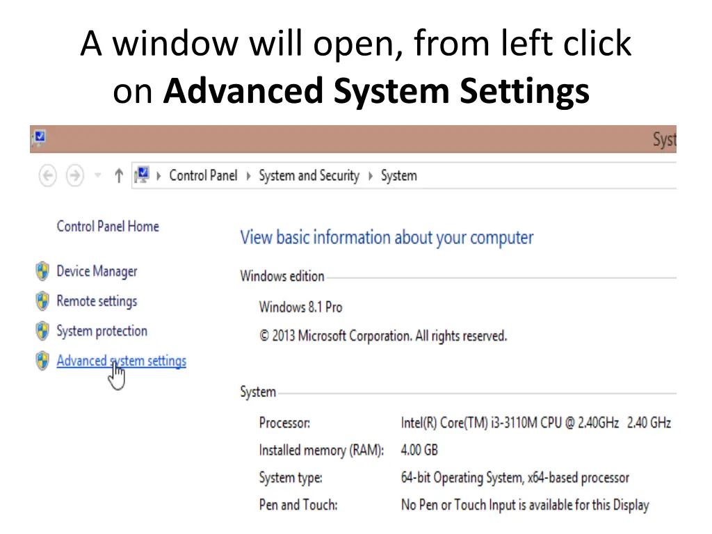 a window will open from left click on advanced